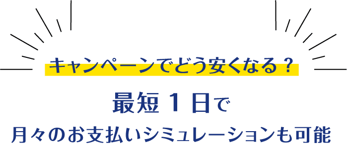 キャンペーンでどうやすくなる？最短1日で月々のお支払いシミュレーションも可能